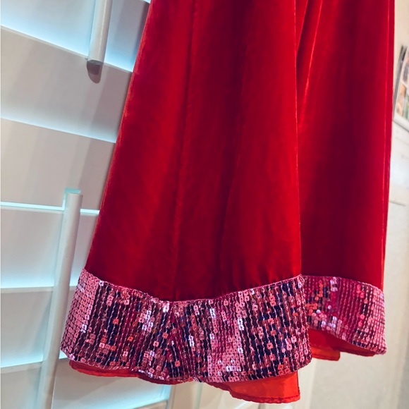 Christmas I Love Gorgeous girls 8-9 red & pink velvet Diva dress sequins holiday - Picture 9 of 16